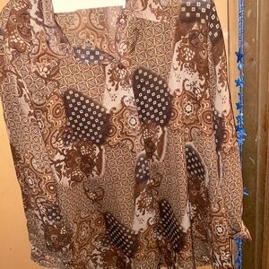 Studio plus 22W/24W women’s Brown Polyester Button up Blouse